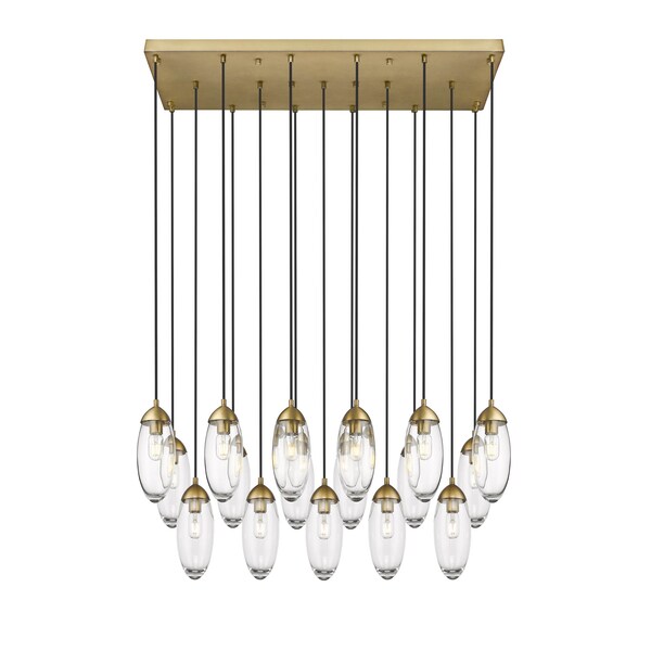 Z-Lite Arden Linear Chandelier, 17-Light, 18 In.W x 42 In.L x 12 In.H, Rubbed Brass/Clear 651P-17L-RB - main